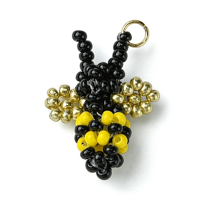 Бисер бисерные подвески, подвески пчелы, с 304 кольцом из нержавеющей стали