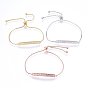 Adjustable Brass Micro Pave Cubic Zirconia Bolo Bracelets, Slider Bracelets, Bar