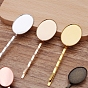 Iron Hair Bobby Pin Findings, with Oval Brass Cabochon Settings