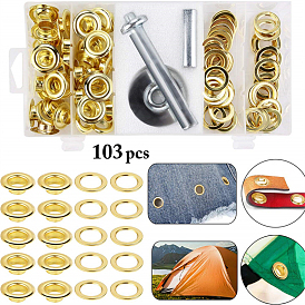 Brass Grommet Eyelets Tool Kit, with Hole Cutter and Storage Box