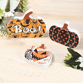 Halloween Party Ornaments, Wood Pumpkin Figurines for Home Desktop Decoration