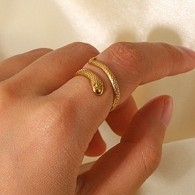 18K Gold Stainless Steel Snake Ring Women's Geometric Knuckle Ring Party Jewelry