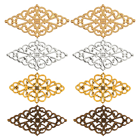 80 шт. 4 стили железные и сплавные филигранные соединительные звенья, ромб
