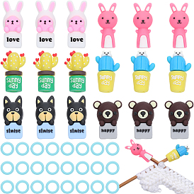 18шт. стиль aniaml кактус силиконовый стопор для спиц, с пластиковыми кольцами для маркеров петель 60шт.