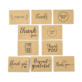 Kraft Paper Thank You Greeting Cards, Rectangle with Word Pattern, for Thanksgiving Day