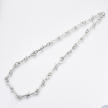 Alloy Barb Wire Necklaces, with Lobster Claw Clasp
