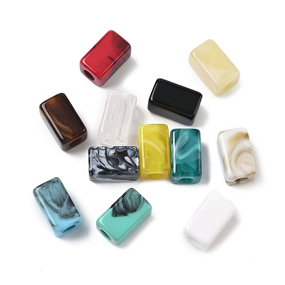 Акриловые бусины двухцветные, бусы из искусственного камня, прямоугольные