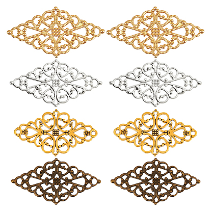 80 шт. 4 стили железные и сплавные филигранные соединительные звенья, ромб
