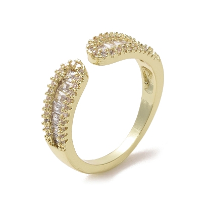Brass Micro Pave Cubic Zirconia Open Cuff Ring