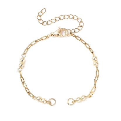 304 изготовление браслета-цепочки из нержавеющей стали со скрепками, с гальваническим покрытием из синтетических немагнитных гематитовых шариков