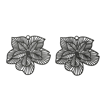 430 подвеска из нержавеющей стали, окрашенная распылением, гравированные металлические украшения, цветочный шарм