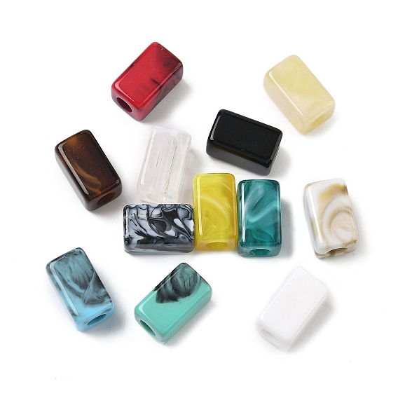 Акриловые бусины двухцветные, бусы из искусственного камня, прямоугольные