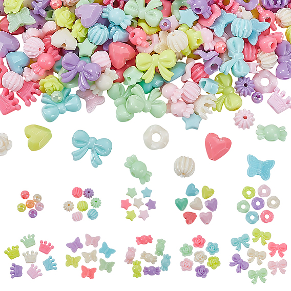 500 шт 10 стили непрозрачные акриловые бусины, разнообразные