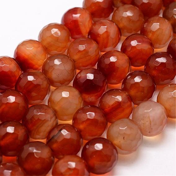 Natural Agate Bead Strands, Dyed, Faceted, Round