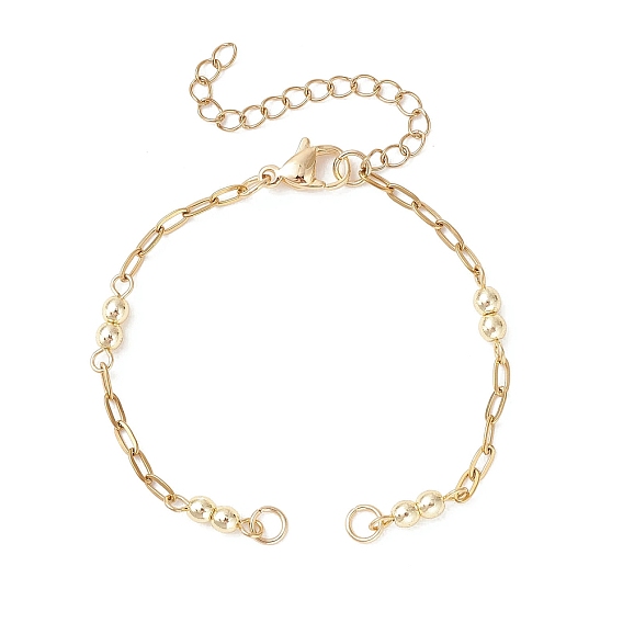 304 изготовление браслета-цепочки из нержавеющей стали со скрепками, с гальваническим покрытием из синтетических немагнитных гематитовых шариков