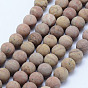 Natural Red Rainbow Jasper Beads Strands, Frosted, Round