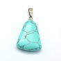 Trapezoid Gemstone Pendants, with Platinum Tone Brass Findings, 24~25.5x16.5~17x5~6mm, Hole: 2x7mm