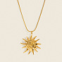 304 Stainless Steel Vintage Sun Spiral Pendant Necklaces for Women