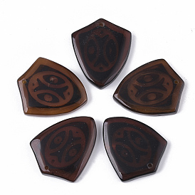 Hand Painting Natural Agate Pendants, Dyed, Badge/Shield
