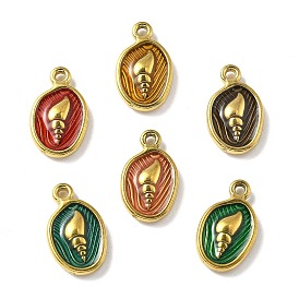 304 нержавеющей стальной эмали подвески, овал с подвеской в виде раковины, ионное покрытие (ip), реальный 18 k позолоченный