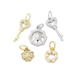925 подвески/шармы из стерлингового серебра с микропаве из прозрачных кубических цирконий, брелок четырехлистный клевер паутина