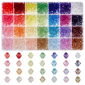 3640 шт 28 цвета прозрачные акриловые бусины, двухконусные, граненые