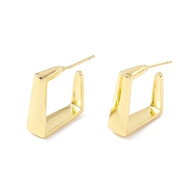 Прямоугольные серьги-гвоздики из латуни с реечным покрытием, полукруглые серьги для женщин, без кадмия и без свинца