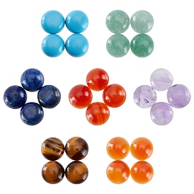 28Pcs 7 Style Mixed Gemstone Cabochons, Half Round