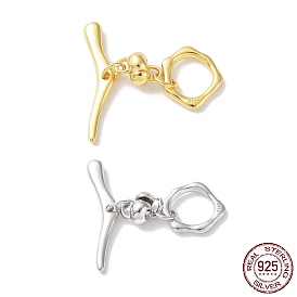 925 Sterling Steel Toggle Clasps, Flower, with 925 Stamp