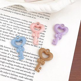 Непрозрачные акриловые подвески, ключ в форме сердца