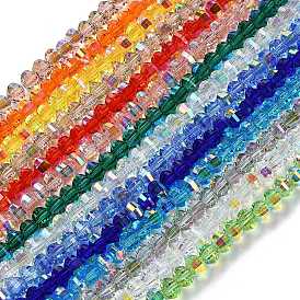 Transparentes cuentas de vidrio electroplate hebras, color de ab chapado, facetados, Rondana plana