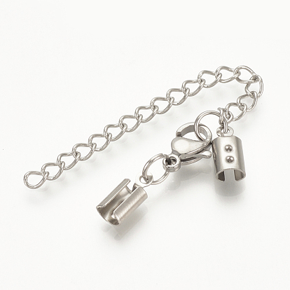 304 Stainless Steel Chain Extender, Soldered, with Folding Crimp Ends