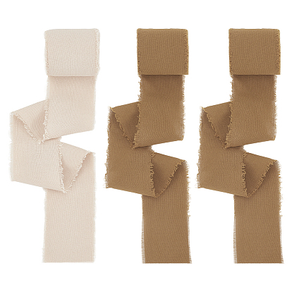 3 рулоны хлопчатобумажных потертых лент, лента с необработанным краем, изготовление банта, аксессуары для одежды