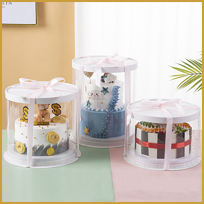 Прозрачные пластиковые высокие коробки для торта, контейнер для выпечки торта, колонна с крышками