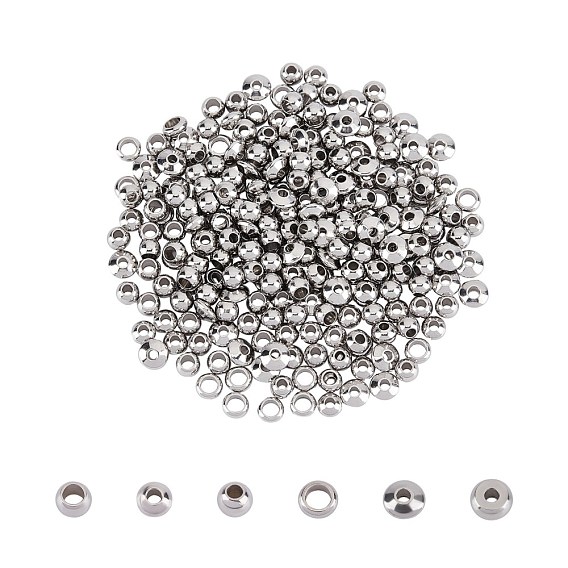 304 Stainless Steel Spacer Beads, Round & Rondelle & Flat Round & Donut
