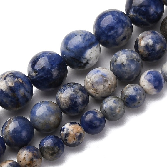 Природный содалит бисер нитей, круглые, класса AB