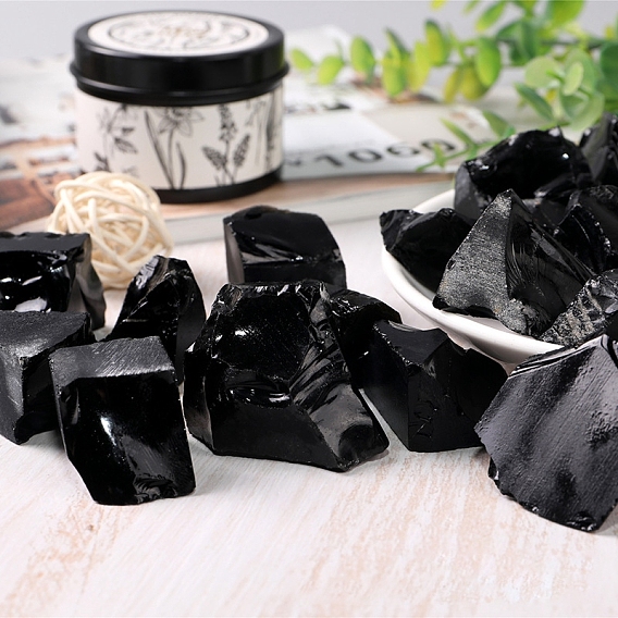 Natural Rough Raw Obsidian Display Decorations, Reiki Stones for Fountain Rocks, Wire Wrapping, Witchcraft, Home Decorations, Random Size and Shape
