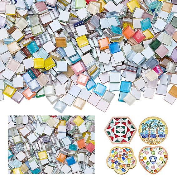Square Glass Mosaic Cabochons, for Home Decoration or DIY Crafts