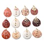 Natural Shell Pendants, Shell Shape Charms, with Brass Micro Pave Random Color
 Cubic Zirconia Findings