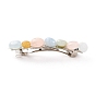 Iron Hair Barrette, with Natural Gemstone Beads