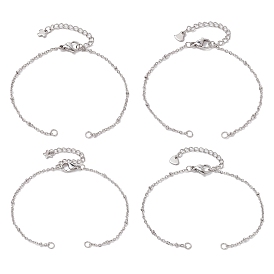 304 Stainless Steel Satellite Chain Bracelet Making, with End Charms