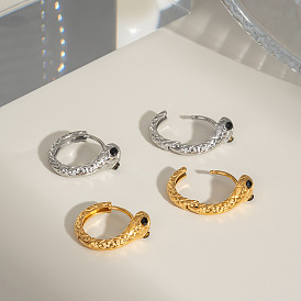 Элегантные серьги-кольца из нержавеющей стали в форме змеи, со стразами