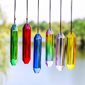 Glass Rectangle Hanging Suncatchers, for Window Garden Decorations