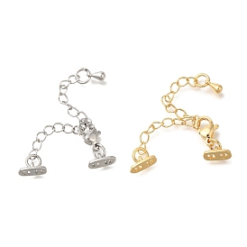 Brass Lobster Claw Clasps, with End Chains and Oval Charms