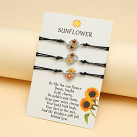 Boho Sunflower Tree Branch Handmade Braided Bracelet for Women - Unique European and American Style Wristband Jewelry