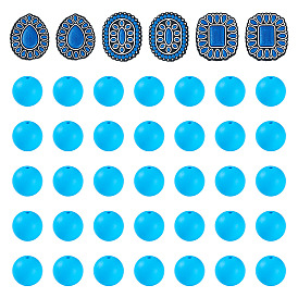 56 piezas 4 estilos perlas de silicona, Cuentas de goma espaciadoras sueltas para suministros de bricolaje, joyería y llaveros., formas mixtas