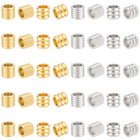 40шт 4 стиль 201 европейские бусины из нержавеющей стали, бусины с большим отверстием, Рифленые бусины, колонка