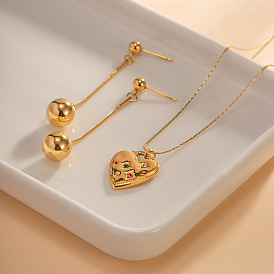 Trendy 18k gold-plated stainless steel inlaid color diamond heart pendant necklace does not fade necklace jewelry