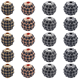 20шт 4 цвета бусины из сплава, со стразами, круглые