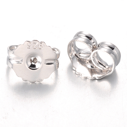 925 Sterling Silver Ear Nuts, 7x8x5mm, Hole: 0.5mm